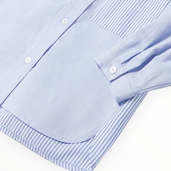 ZARA Kids | Blue | END-ON-END STRIPED SHIRT - Picture 4 of 6